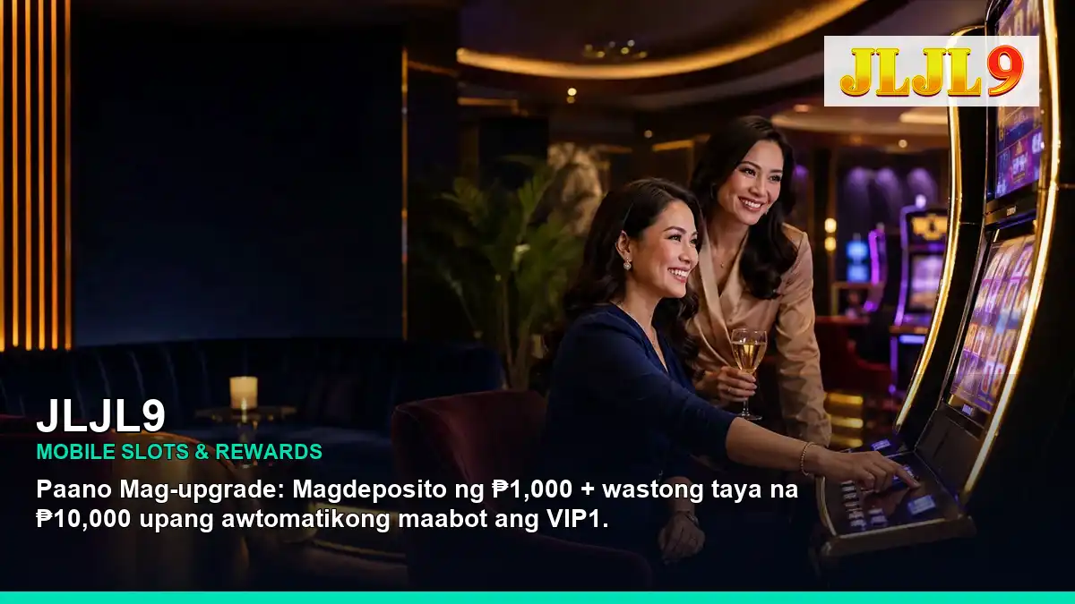 JLJL9 VIP casino rewards featuring an adult Filipina casino host with a vivid composition